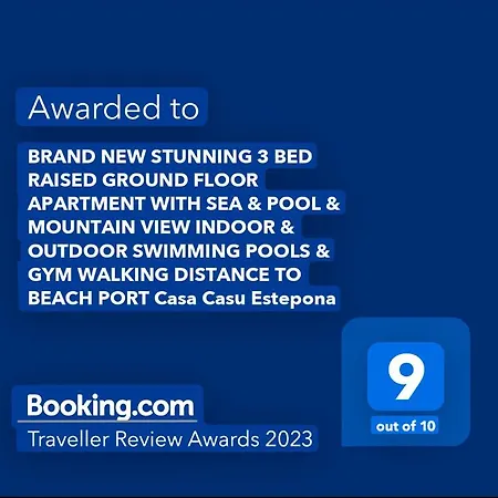Apartamento Casa Casu New Stunning 3 Bed Raised Ground Floor & Huge Balcony With Sea Pool & Mountain View Indoor & Outdoor Swimming Pools & Gym Walking Distance To Port Traveller Award 2023 Estepona